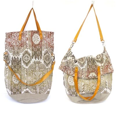 Tapestry Carpet Tote Bag Satchel Purse Faux Leather Large Tall Boho Ethnic Trip - Image 1 of 4