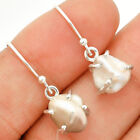 Naturalna słodkowodna biwa perła 925 srebrne kolczyki biżuteria E-1021