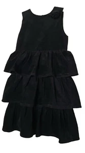 Velvet Tweed Girls Cotton Velvet Tiered Holiday Dress size 5 Black Sleeveless - Picture 1 of 7