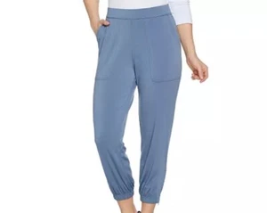 Lisa Rinna Collection Petite XS Banded Bottom Knit Crop Pants Blue A287832 QVC - Picture 1 of 7