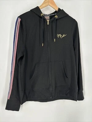 Juicy Couture Full Zip Hoodie Ribbon Glitter Sleeve Sweatshirt Sz XL Black Y2K - Image 1 of 4