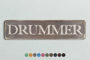 Letrero de madera estilo vintage de baterista. Regalo para el hogar retro Shabby Chic - Imagen 1 de 4