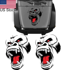 2x Horror Ape Totem Beast Graphics Car Body Truck Hood Vinyl Sticker Decals - Picture 1 of 10
