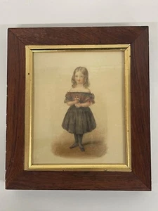 Antique  Picture Watercolour Painting Portrait A Child Signed Celia Boyle 1854 - Picture 1 of 4