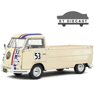 SOLIDO 1950 VW VOLKSWAGEN T1 PICK UP TRUCK RACER #53 1/18 BEIGE S1806708 - Image 1 of 4
