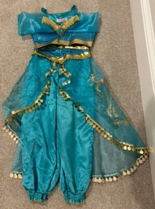Girls Princess Jasmine Costume Halloween Party Dress Up for girl With Crown Wand - Picture 1 of 7