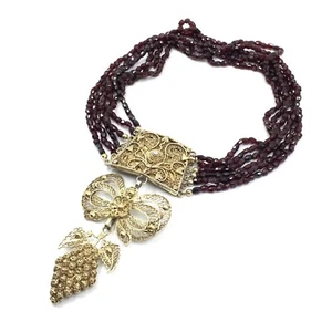 33cm antik Collier Granat Halskette Viktorianisch Damen Schmuck Silber vergoldet - Bild 1 von 18
