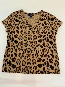 Womens Ralph Lauren Chaps Leopard Print T Shirt - Picture 1 of 4