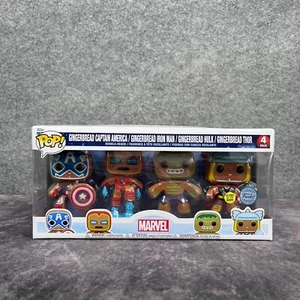 Funko Pop Marvel Pan de Jengibre Paquete de 4 Capitán América Iron Man Hulk Thor Totalmente Nuevo - Imagen 1 de 5