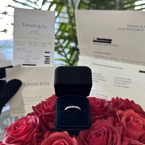 Tiffany & Co Platinum & Diamond .38ct Channel Set 3mm Diamond Band Ring - Picture 1 of 23