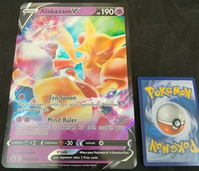 JUMBO Holo Foil Alakazam V SWSH083 Promo Pokemon Trading Cards SHIPPED IN BOX! - Image 1 of 2