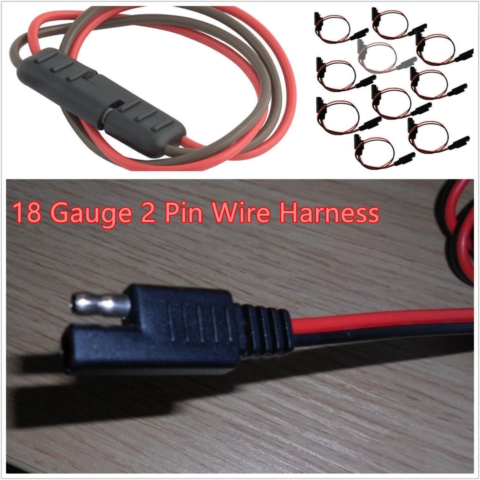 Arnés de cables de desconexión rápida de 2 pines calibre 10X 18 conectores de cable SAE universales Foto 1 de 1