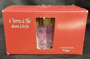 M. Missary France Teegläser 22K Gold 6er Set mit Original Box Top Zustand - Bild 1 von 5
