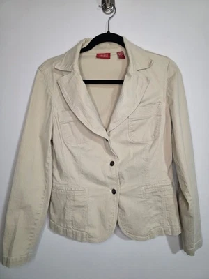 Chaqueta de manga larga ajustada de algodón tostado Valerie Stevens para mujer talla M Foto 1 de 4