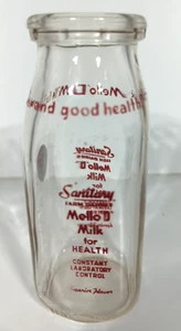 Sanitary Farms Dairies Cream MILK BOTTLE 1/2 Pint 5.5" Mello D Milk 1960's 8 oz - Picture 1 of 6