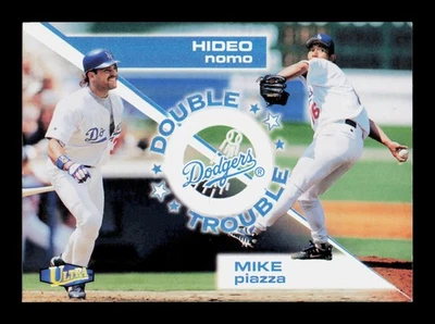 1998 Ultra #8DT Mike Piazza / Hideo Nomo Double Trouble Los Angeles Dodgers - Image 1 of 2