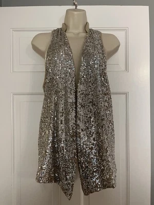 Chaleco Anthropologie Mujer Champagne Dorado Lentejuelas XS  Foto 1 de 4