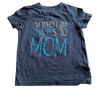 Camiseta Cat & Jack Niños Talla XS 4 5 Camisa Azul Soy Quién Soy Gracias a Mamá Manga Corta Foto 1 de 3