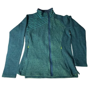 Title Nine giacca lana full zip donna piccola verde blu righe sportive - Foto 1 di 5