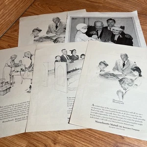 Massachusetts Mutual Life Insurance Norman Rockwell Magazine, lote de 5 anuncios impresos - Imagen 1 de 16
