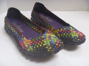 Skechers Memory Foam Womens Size 10 Rainbow Weave Lightweight Slip ons Woven - Picture 1 of 8