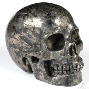 3.5" Pyrite Hand Carved Crystal Skull, Realistic, Crystal Healing - Picture 1 of 7