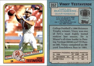 1988 Topps Super Rookie Vinny Testaverde #352 Miami/Tampa Bay Buccaneers - Picture 1 of 1