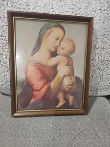 Impresión/litografía enmarcada mate vintage de Madonna Tempi de Raphael de 1937 - Imagen 1 de 7