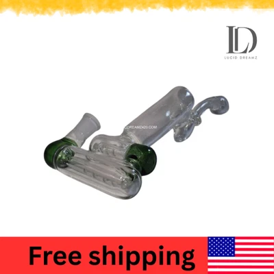 LUCID DREAMZ Large Inline Perk Glass on Glass Bubbler Durable Clear Collector Piece