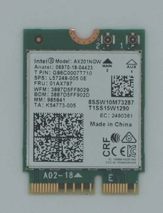 Intel Wi-Fi 6 (802.11ax) network adapter BT 5.2 AX201NGW 01AX797 2.4 and 5 GHz - Picture 1 of 6
