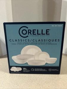 CORELLE CLASSIC VITRELLE  " WINTER FROST WHITE "  20 PC.  DINNERWARE SET   NIB - Picture 1 of 10