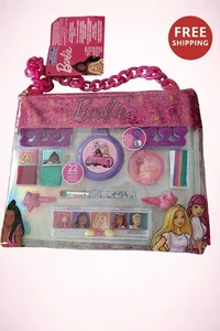 Barbie 22-Piece Kids Cosmetic Play Makeup Set w/ Glitter Bag & Chain Handle NEW - Picture 1 of 7