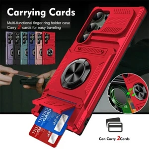 Armor Card Case For Samsung S25 Ultra S24 S23 FE A16 A56 A55 Magnet Holder Cover - Picture 1 of 22