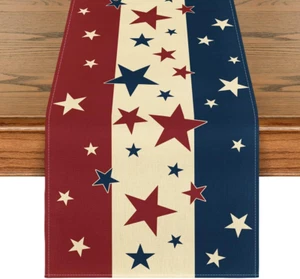 Stars Stripes Patriotic Memorial Day 4Th of July Table Runner, Independence Day - Picture 1 of 7