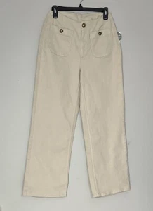 Women’s Denim Jeans Size 8 Button Pockets Light Wash Wide Leg Beige - Picture 1 of 6