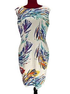 ELLEN TRACY Off-White W/Multicolor Print/Sleeveless/Dress Size 10 - Picture 1 of 9