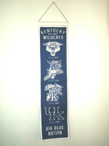 Kentucky Wildcats Basketball Banner Logos 32 Inch Wool Blend by Winning Streak Cover