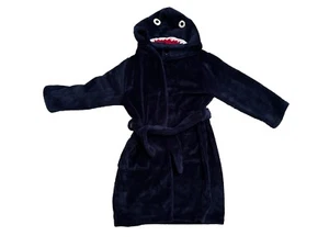 Pottery Barn Kids Shark Critter Hooded Robe Medium 4-6 Navy Blue PBK boys EUC - Picture 1 of 3