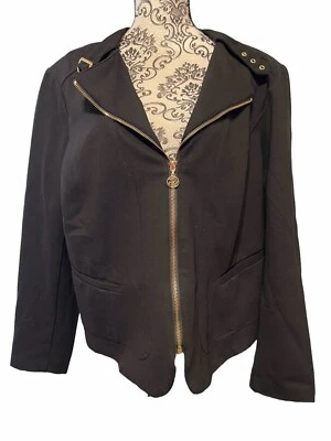 Chaqueta Torrid Para Mujer Talla 2XL Negra Tejida Ponte Cremallera Frontal Cuello en V Nueva con Etiquetas Foto 1 de 4