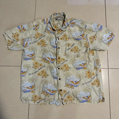Hawaiian Big Dogs Resort Wear Get 'Er Done Tomorrow Hawaiian Mens Large Linen - Image 1 of 4