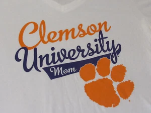 Camiseta Champions Clemson University Tigers Mamá Mujer XL Blanca Cuello en V Estampado Pata - Imagen 1 de 7