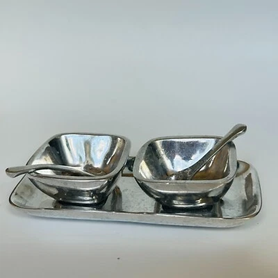 Pottery Barn Modern Barona Silver 5 Piece Aluminum Condiment Tray Set - Image 1 of 4