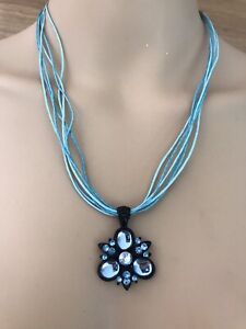 Liz Claiborne Turquoise Earrings & Choker Necklace Set Blue Faux Sapphire