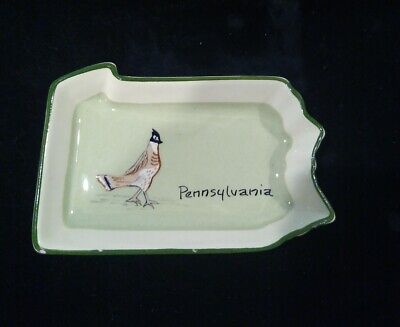 Antique Pennsylvania Pheasant Ceramic Soap Trinket Dish Hand Painted 1787 Signed • 38.81€