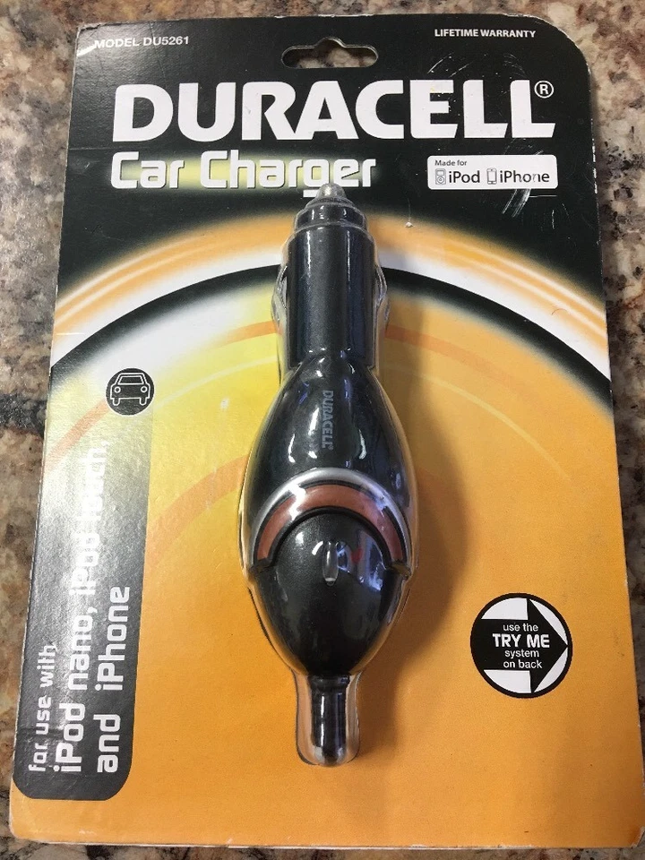 DURACELL DU5261 CAR CHARGER FOR IPHONE IPAD AND NANO AND IPOD TOUCH 2.1 AMP  - Image 1 of 2