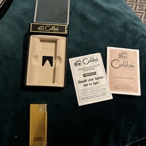 Original Vintage Colibri Of London Pocket Piezo Molectric Lighter Gold Boxed Vgc - Picture 1 of 5