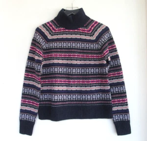 J. Crew Damen 100 % Wolle weicher Fair Isle Pullover Stehkragen Gr. S, blau & bunt - Bild 1 von 16
