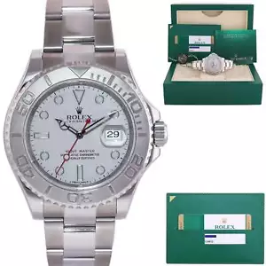 MINT 2015 PAPERS Rolex Yacht-Master 116622 Steel Platinum 40mm Watch Box - Picture 1 of 8
