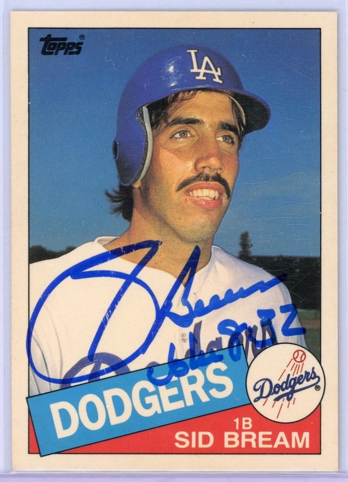 Tarjeta de radiocontrol firmada por Sid Bream automática 1985 Topps Tiffany novato Dodgers Piratas Bravos Foto 1 de 2