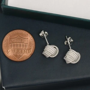 925 Sterling Silver Italian Design Love Knot Stud Earrings for Women and Girls - Picture 1 of 9